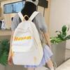 Solid Color Letter Backpack Women's Lightweight Large Capacity Backpack Student Schoolbag