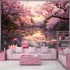 Sakura Spring Home Decoration Aesthetic Wall Hanging Bedroom Dormitory Background Cloth Birthday Gift Room Decorating Item