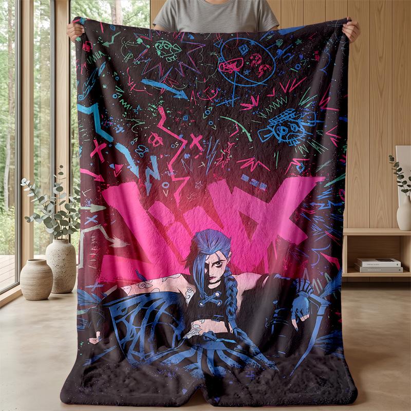 Graffiti LOLPrinted Flannel Blanket Cozy Skin-Friendly Warm Throw for Couch Bed Indoor Daily Use