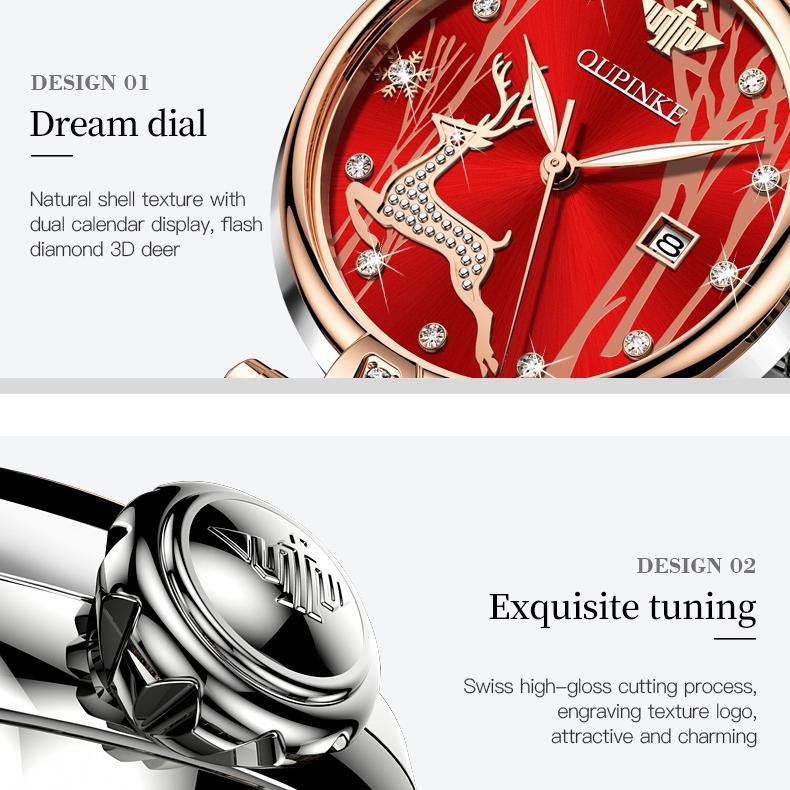 OUPINKE Montres Marque de Mode Montre Mécanique Automatique Étanche Montre pour Femme