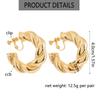 New Trendy Geometric Twisted Thick Hoop Clip Earrings Glossy Gold Huge Round Non Pierced Earrings for Women Punk Jewelry