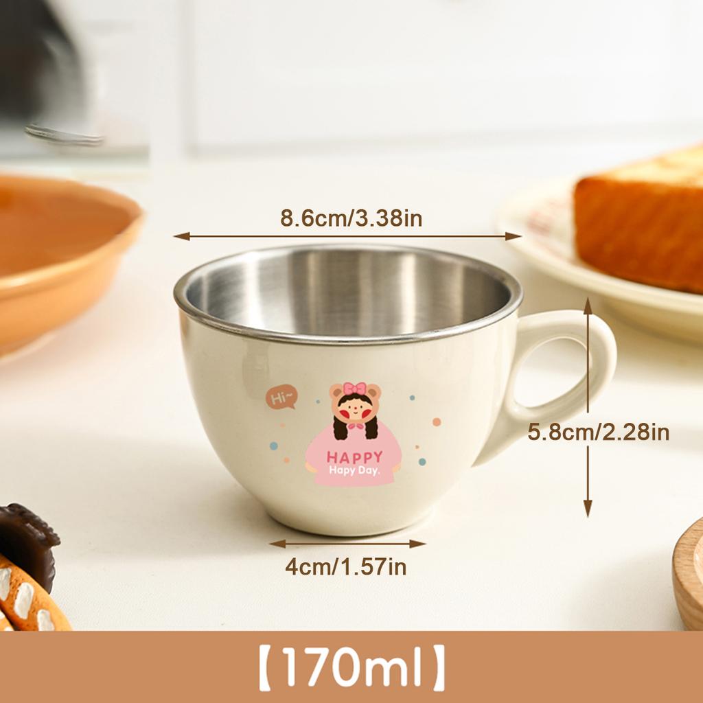 WORTHBUY 170ML Mini Water Cup Tumbler For Kids Students Removable 304 Stainless Steel Double Layer Milk Coffee Mug With Handle