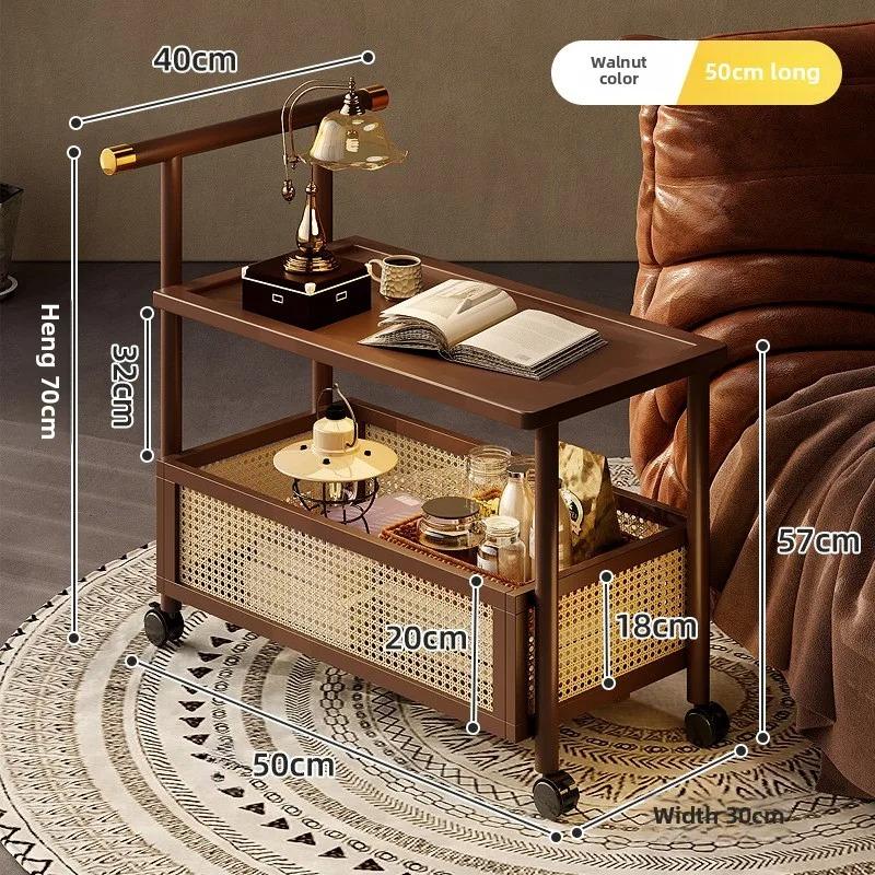 Sofa Side Table, Antique Style Tea Table, Mobile Tea Table, Small Push Table, Solid Wood Tea Cart