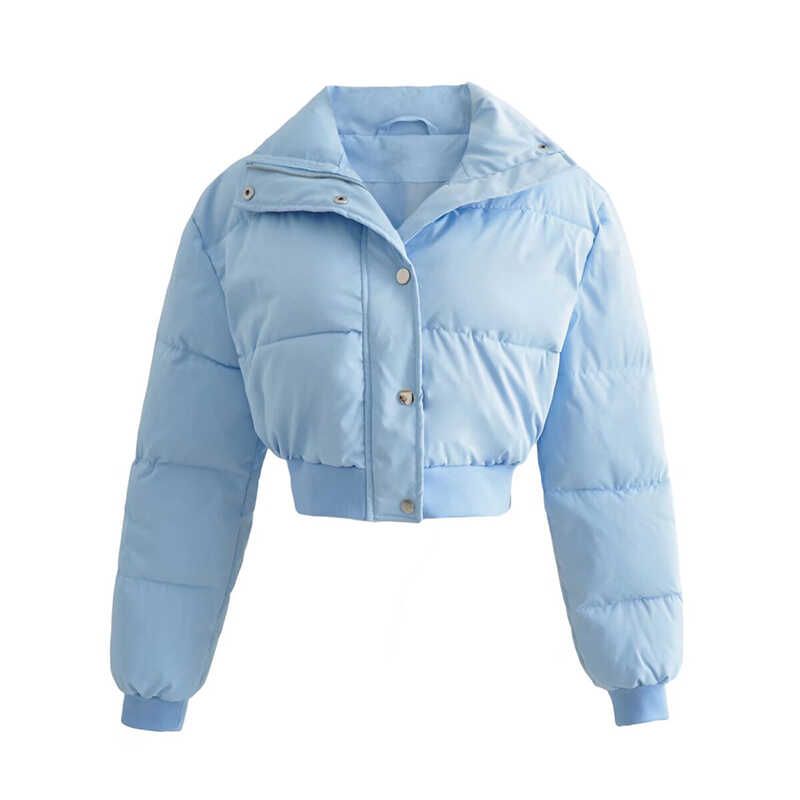 Winter Walk Kendall Wind Sexy Stand Collar Zipper Thermal Bread Coat Small Short High Waist Cotton Coat Jacket