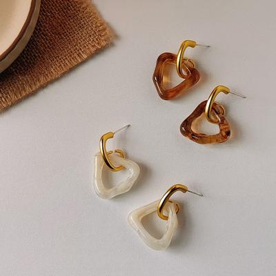 Trendy Vintage Transparent Resin Acrylic Metal Earrings Korean Irregular Geometric Statement Drop Earrings Brincos Jewelry