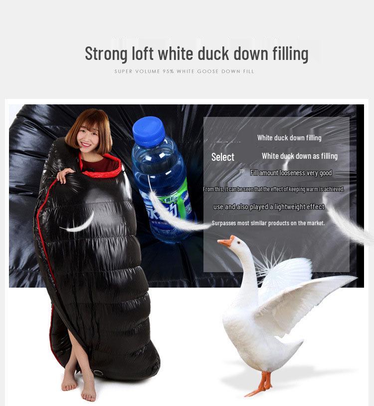 Ultralight Duck Down Mummy Sleeping Bag: Warm, Thickened, for Outdoor Adult Camping