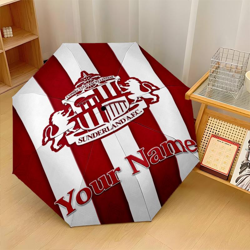 Sunderland FC Automatic 3‑Fold Umbrella 8‑Rib Windproof Folding Umbrella Sun Rain Protection For Outdoor Travel Daily Use
