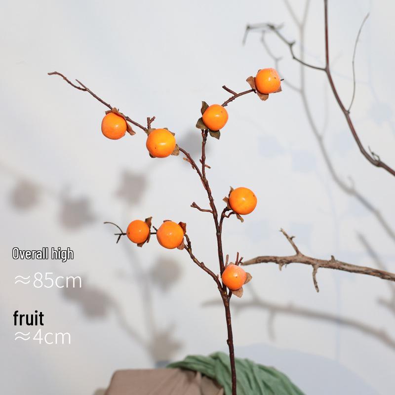Persimmon and Pomegranate Faux Flower Arrangement for Living Room or Foyer
