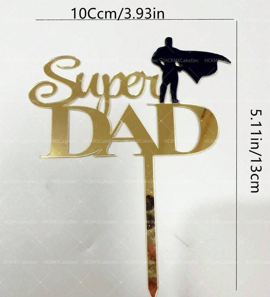5 Stück Super PAPA Geburtstagskuchen-Topper Schwarz Gold Happy Birthday Acryl-Kuchen-Topper Für Vatertag Party Geschenk Dekorationen