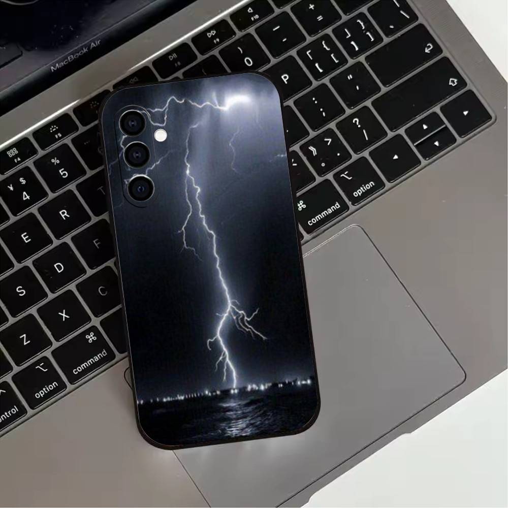 Dark Night Lightning Phone Case For Samsung Galaxy A73,A72,A71,A70,A53,A52,A51,Soft Silicone Black Cover
