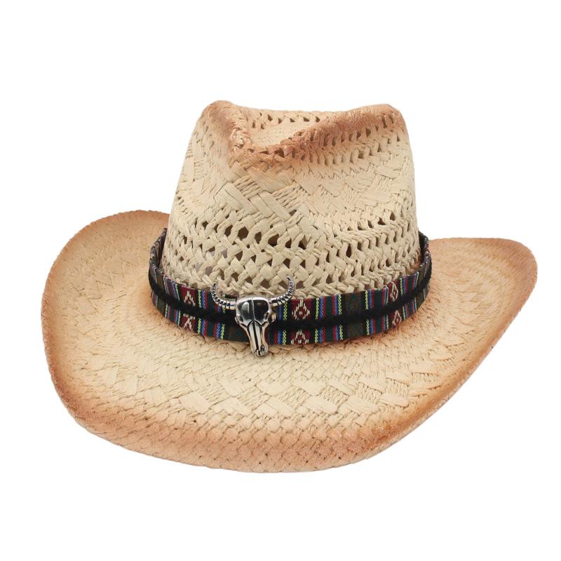 Sunscreen Visor, Hollow Spray Paint Straw Hat, Natural Salty Grass, Hand-Woven Men'S And Women'S Denim Hats