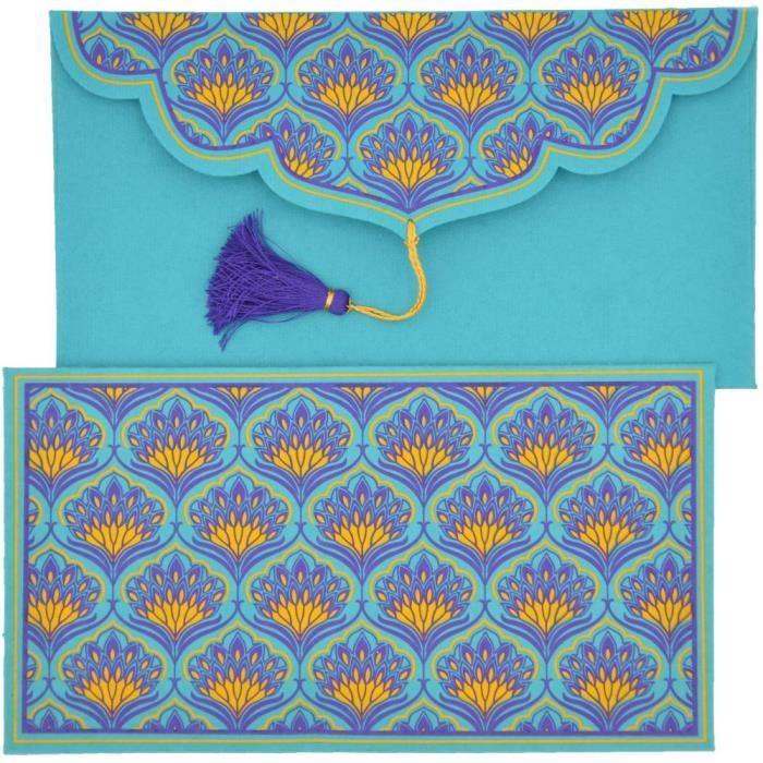 PAPERTREE BENGALI Lot de 5 Enveloppes cadeau 19x 10 cm Turquoise {couleur}