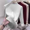 Damen Rollkragenpullover Warmes Samt-Basisshirt Lockeres Oberteil Strickpullover