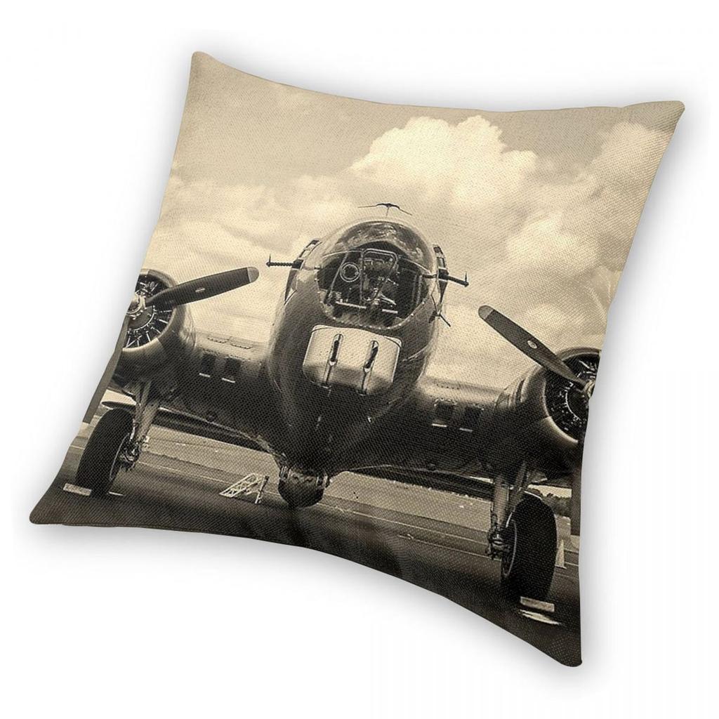 Vintage Airplane Aviation Pillowcase Polyester Linen Velvet Pattern Zip Decor Throw Pillow Case Home Cushion Cover 18"
