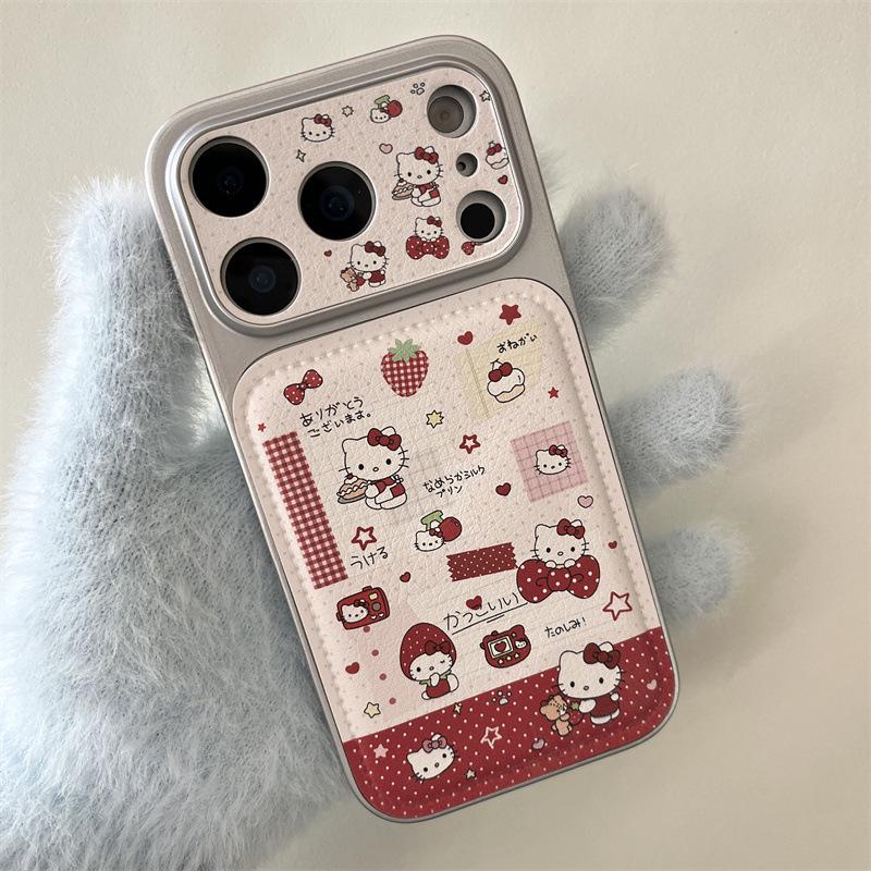 Strawberry Cat Headband Stickers for iPhone 17/16 Pro Max/15/14 Cases
