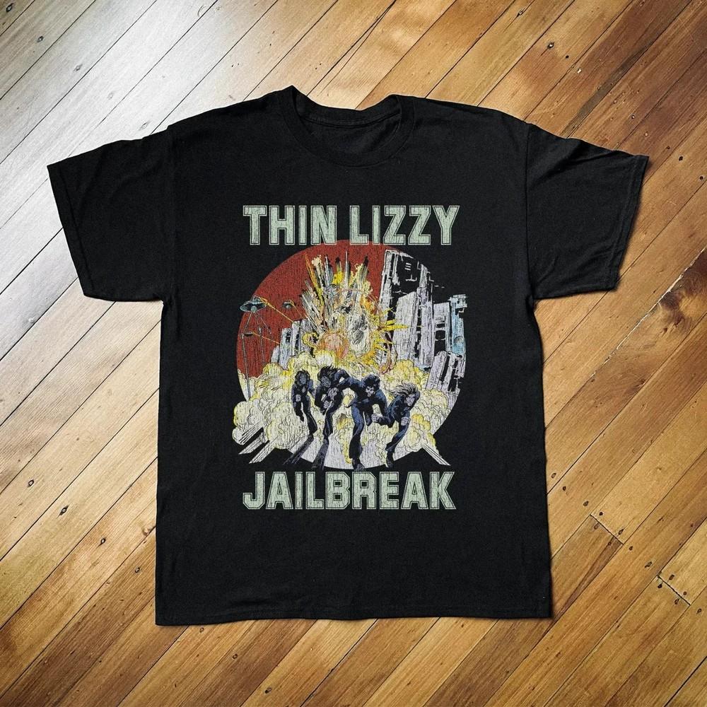 

THIN LIZZY JAILBREAK Heavy Cotton Black TShirt All Size S5XL CL73 Unisex T-Shirt XXXXL