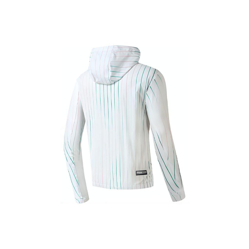 FILA Striped Color Block Hooded Tennis Woven Jacket Men Jacket White A11M323703F-ZA