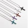 Square Cross Zircon Pendant Necklace Versatile Neck Chain Titanium Steel Exquisite Accessories