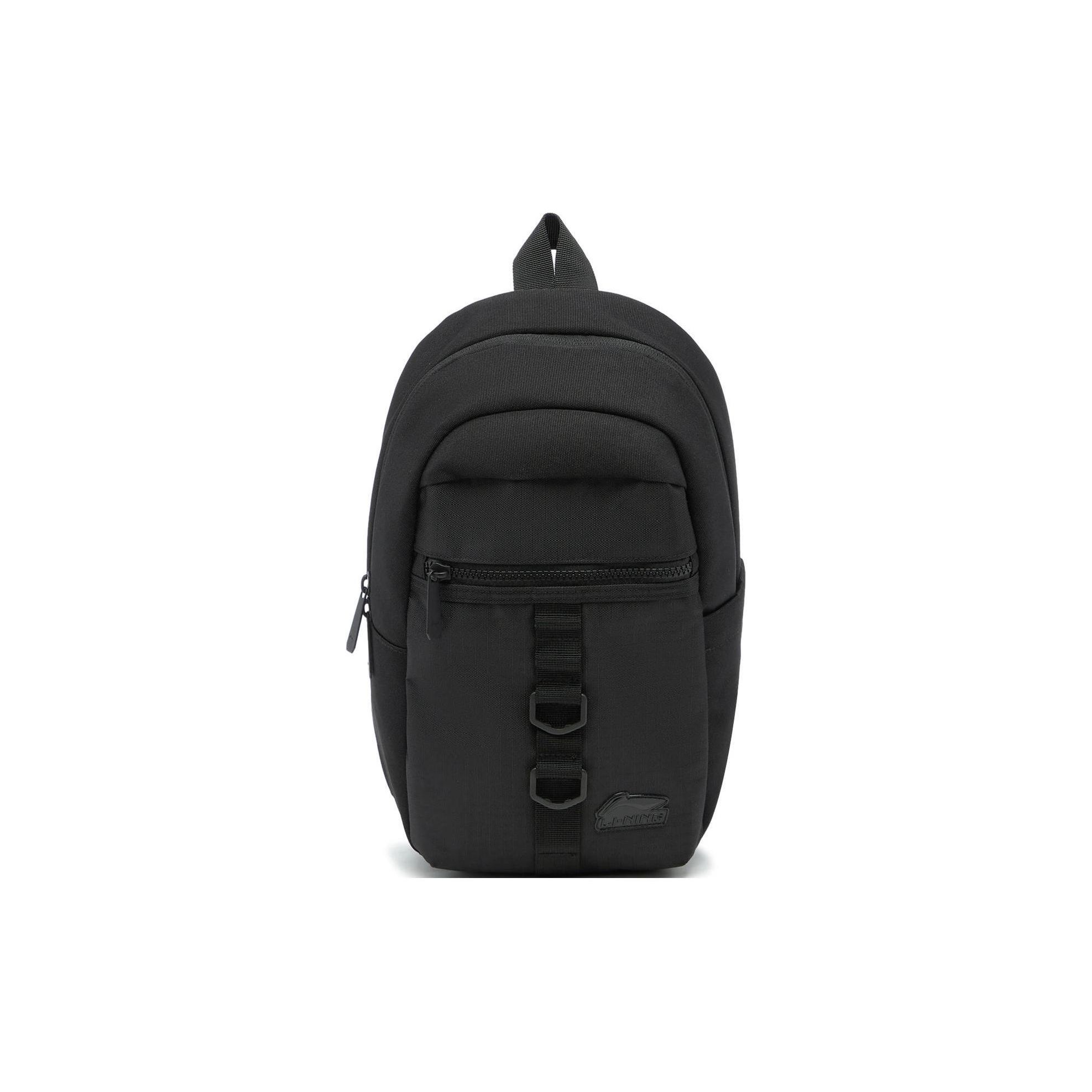 Li Ning Sports Lifestyle Series Letter Water-Resistant Eco-Friendly Classic Zipper Sports Bag Unisex Shoulder Bag Black ABDU113-1 Black