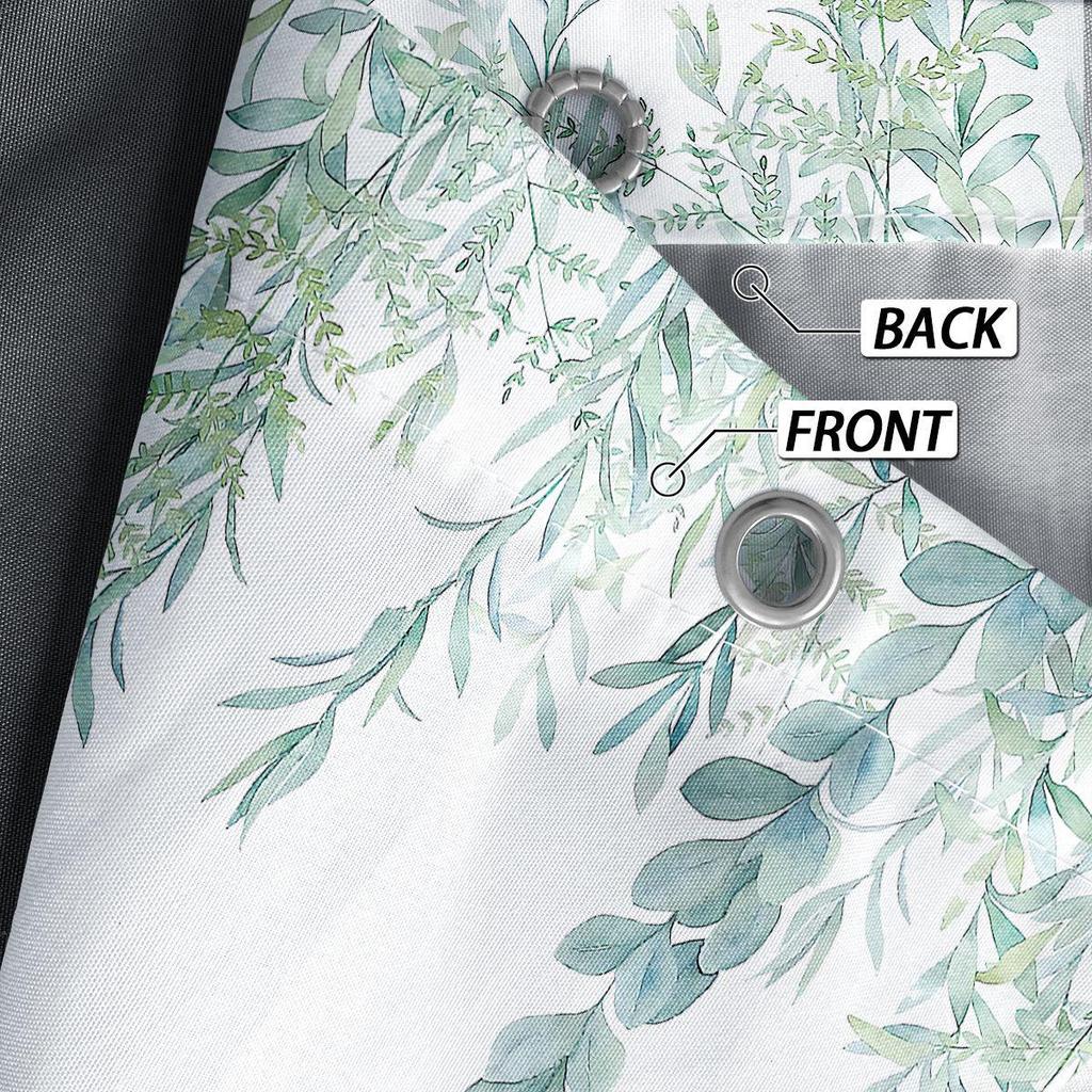 Green Leaf Vine Waterproof Mildew-resistant Shower Curtain, Punch-free Blackout Curtain - Polyester.