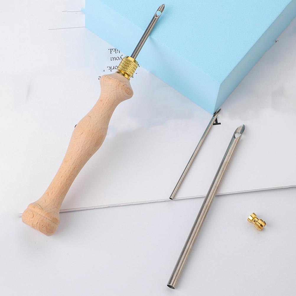 1 Set Wooden Punch Needle Adjustable Knitting Embroidery Pen DIY Craft Punch Threader Cross Stitching Projects Sewing Access
