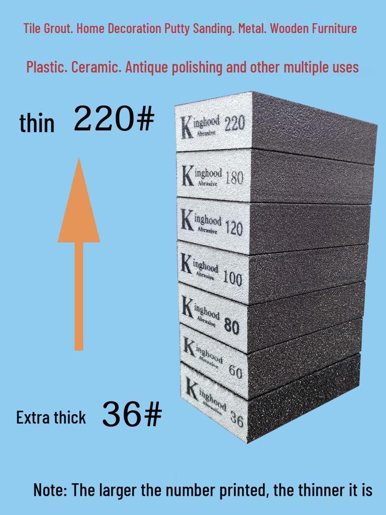 10-Piece Sponge Sandpaper Blocks for Joint Filling, Paint & Putty Removal, Woodworking, and Metal Polishing