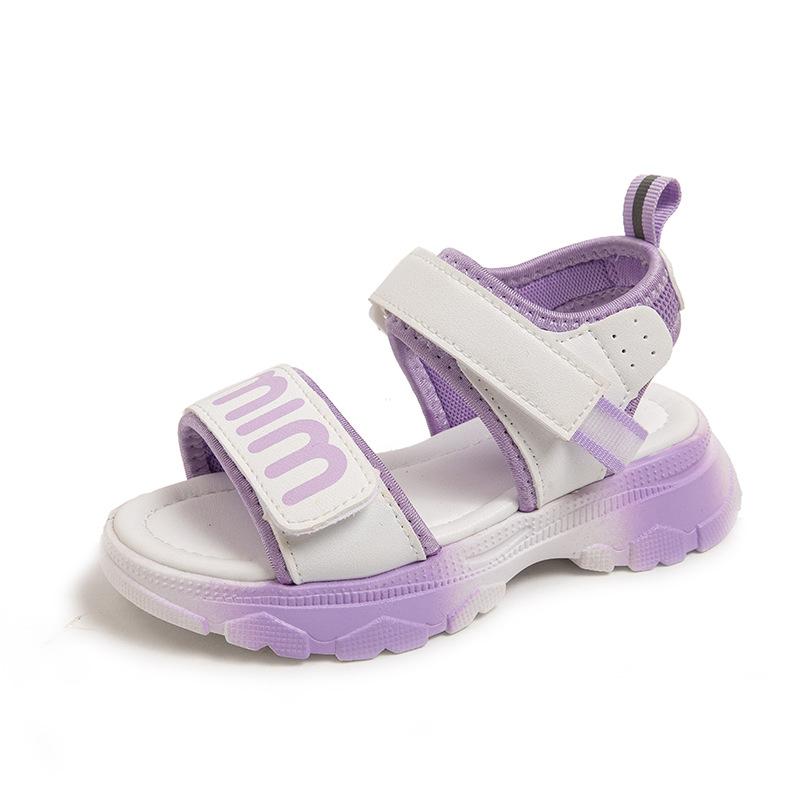 Girls' Sandals Summer New Fashion Korean Style Sporty Soft Sole Open-Toe Sandals for Older Children and Students Children's Beach Shoes