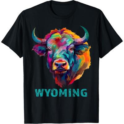 Wyoming American Bison Lover Buffalo for Men Women Souvenir T-Shirt