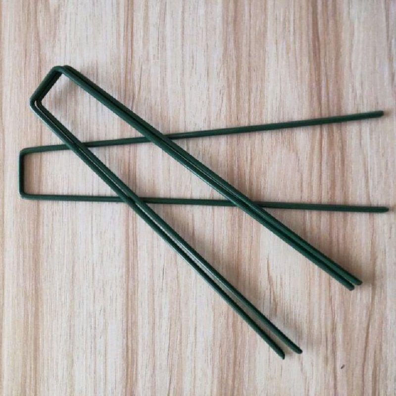 50 Green Artificial Grass Turf U Pins Metal Galvanised Pegs Staples Garden