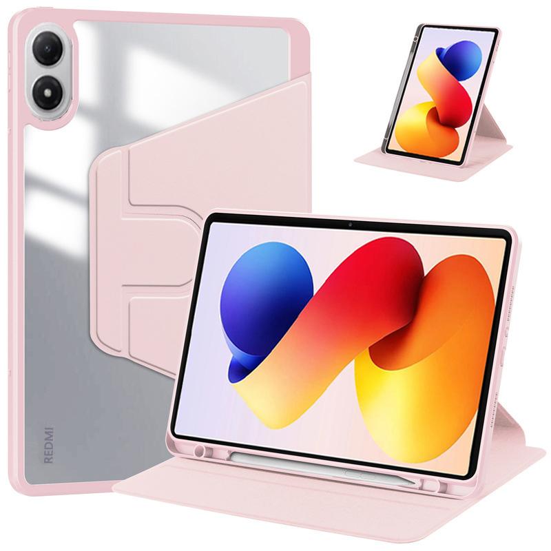 Voor Xiaomi Redmi Pad 2 Pro 12.1  Hoes 360 Roterende Standaard Met Potloodhouder Acryl Achterkant voor Poco Pad M1 Tablet Cover Funda For Poco Pad M1 roze