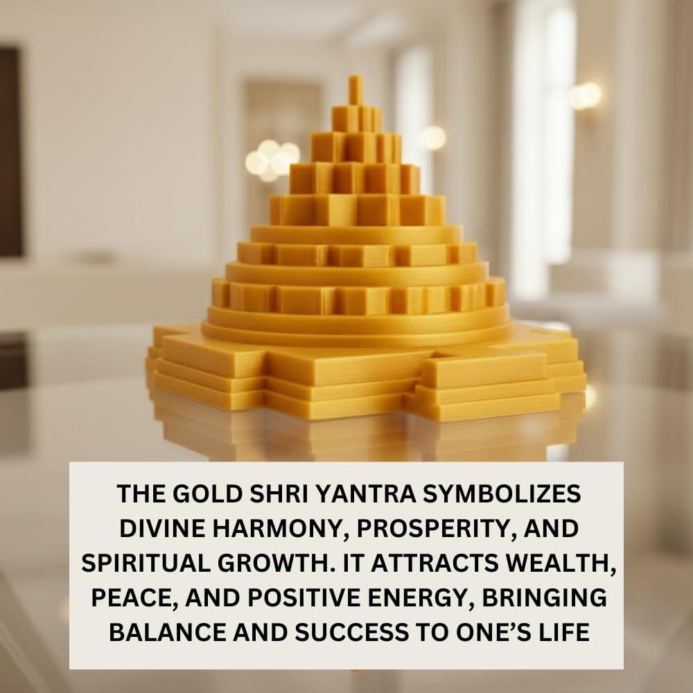 Goldener Shri Yantra für Reichtum, Wohlstand & Positive Energie | Spirituelles Meditationswerkzeug & Geschenkartikel