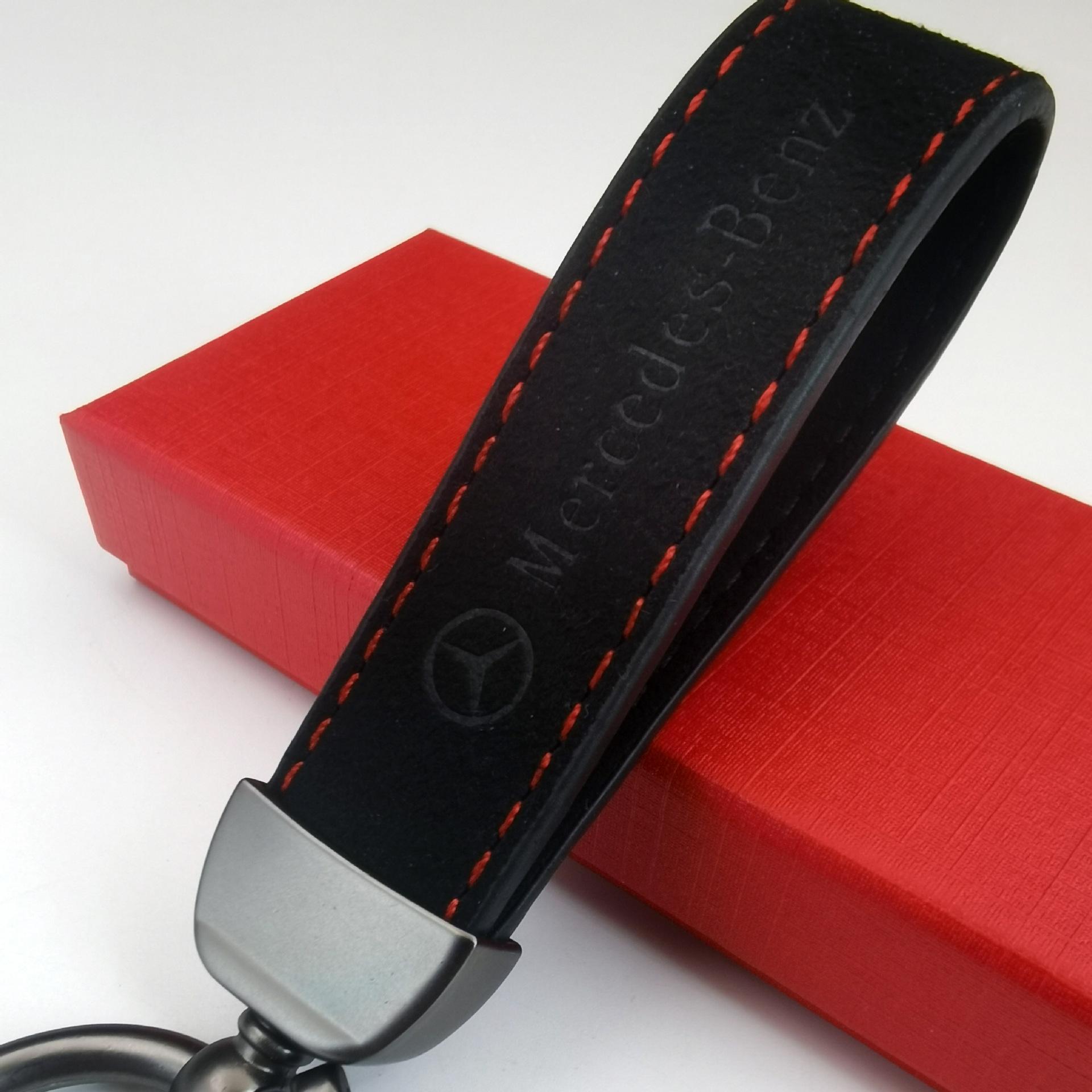 

Suede Car Key Rings Man Women Keychains Holder for Mercedes Benz W205 W222 W210 W211 W124 W176 W203 W204 W212 CLA CLK GLC A200 чорний