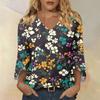 Long Sleeve Shirts for Women V Neck Floral Print Womens Long Sleeve Tops Casual Loose Long Sleeve T Shirt Women Stylish Long Sleeve Tops for Women