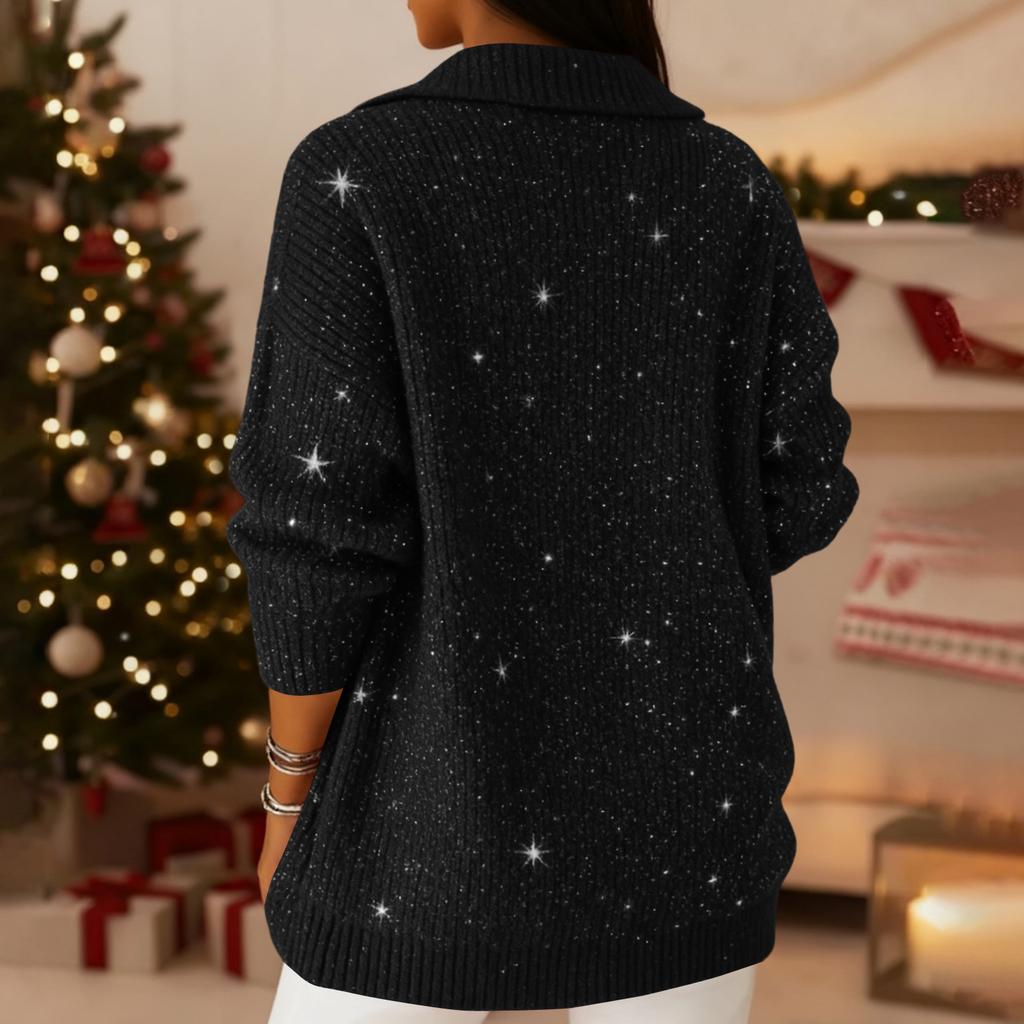 Women's Casual And Fashionable  Long Sleeved Knitted Solid Color Top Sweater