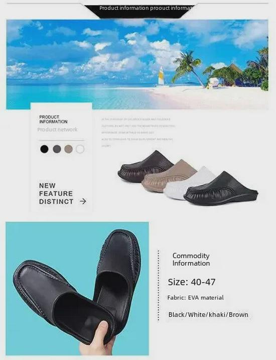 Men's Lightweight Indoor/Outdoor Summer Slippers - Large Size, Soft Bottom, Closed Toe