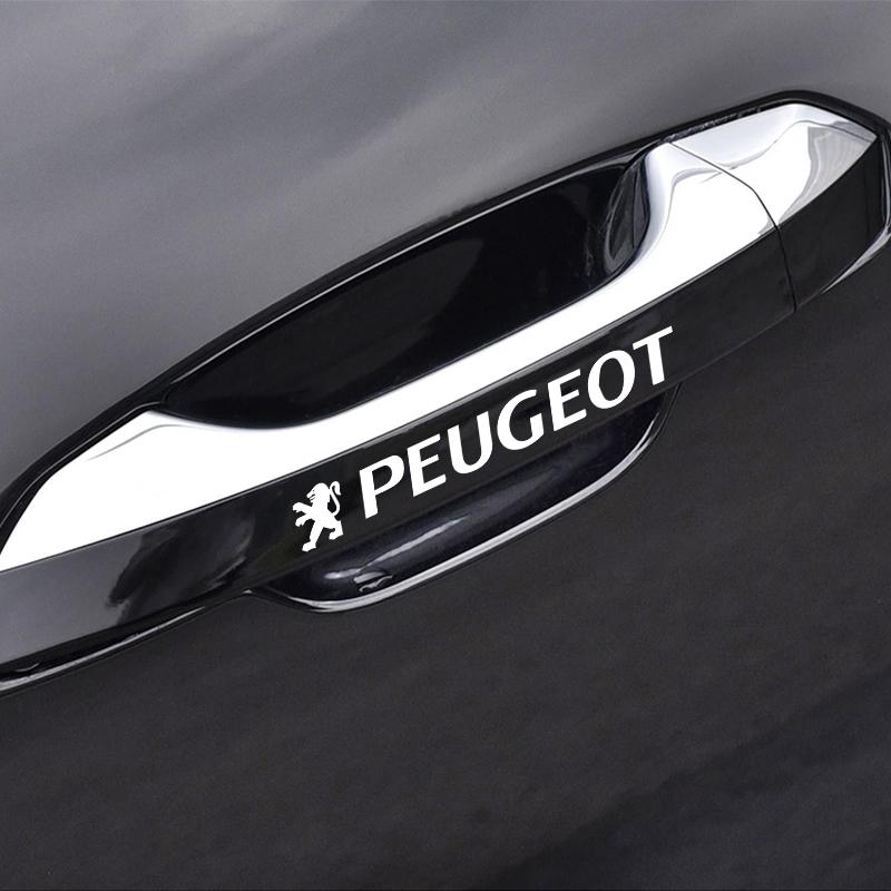 4Pcs Car Door Handle Stickers Tire Rear View Mirror Decals For Peugeot 308 408 508 RCZ 208 3008 2008 206 207 108 406 407 408 206 207 208 306 307