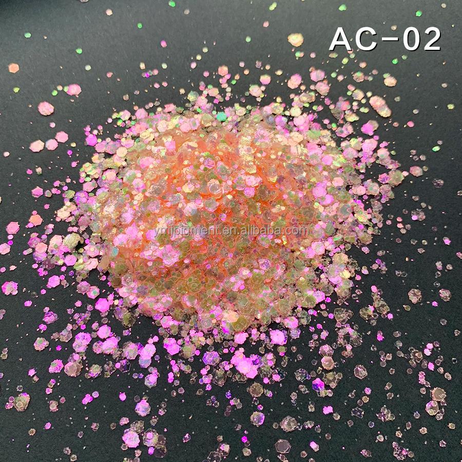 Rainbow Color Glitter Mix Iridescent Color Shifting Chunky Glitter Powder for Nail Art Tumblers Craft Slime