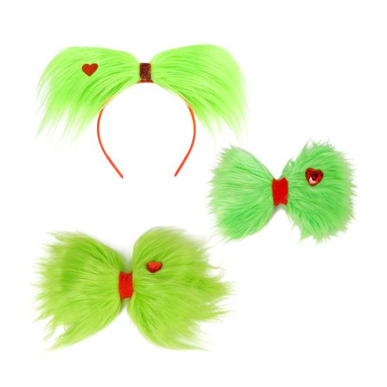 Christmas Hair Hoop Green Fluff Design Lightweight Festive Headband Versatile Cosplay Hair
