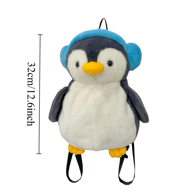 Cute Penguin Plush Backpack Kawaii Wear Headphones Penguin Doll Large Capacity Women Popular Fashion Bag Birthday Gift Phone Bag