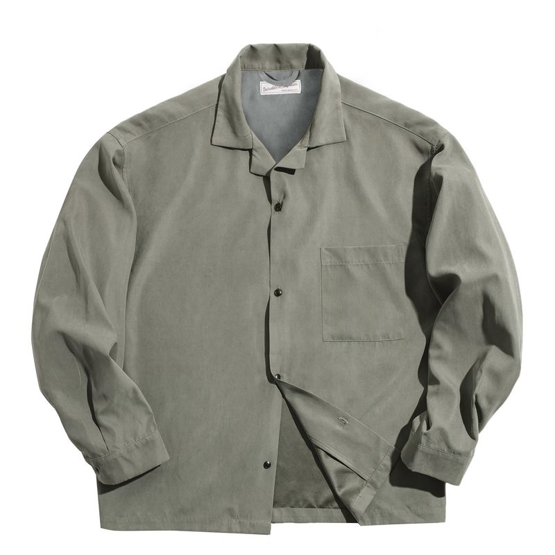 

Marden Long Sleeves Cuban Collar Thin Shirt Peach Skin Fabric Parka Light green 2XL