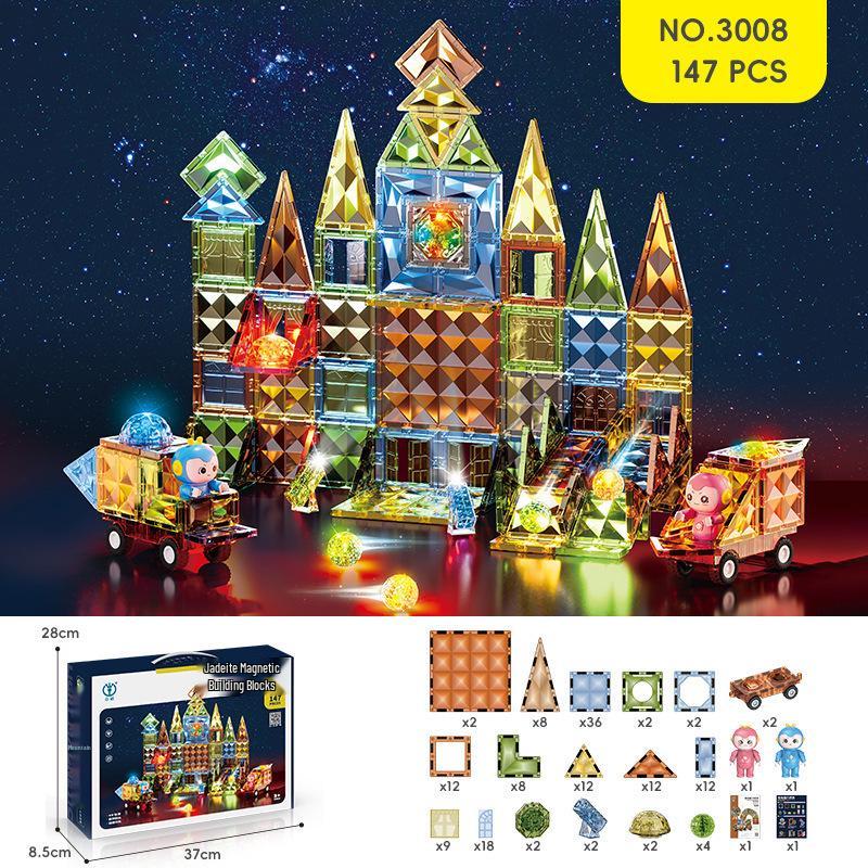Children's 4D Colorful Magnetic Building Blocks - Strong, Educational Emerald Tiles