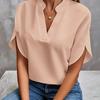 Women's V Neck Short Sleeve Loose Blouse Casual Summer Top