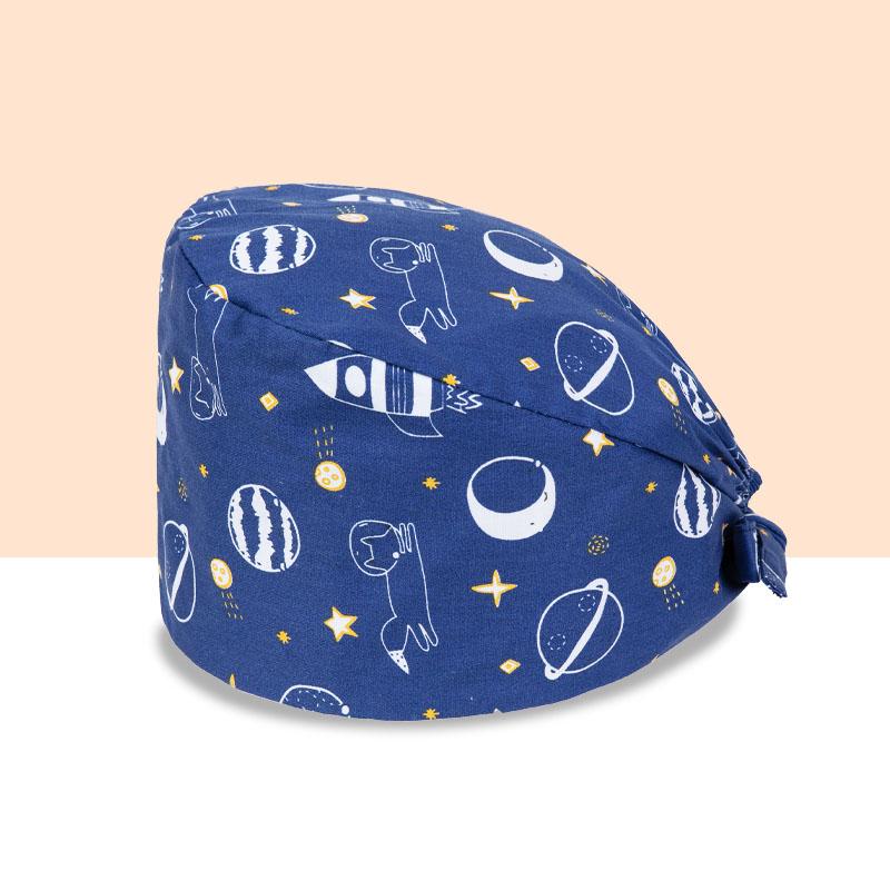 2021 Hot Sale Pharmacy Doctor Hospital Uniform Fashion Printing Scrub Pet Grooming Doctor Work Hat Cotton Medical Nurse Hats