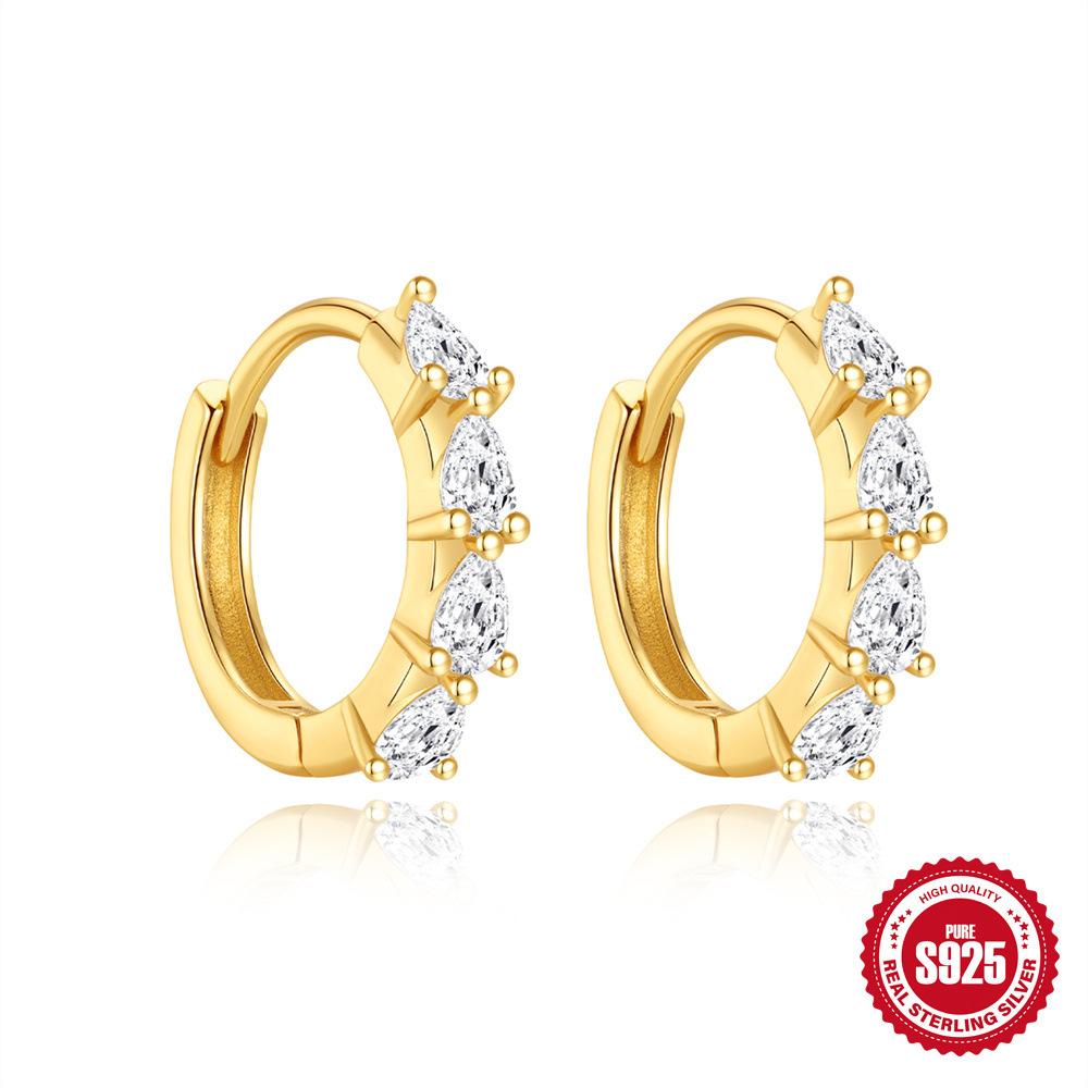 S925 Sterling Silver Rectangular Fashion Zircon Earrings Women'S Daily Wear Ear Buckle Versatile Diamond Earrings Earrings