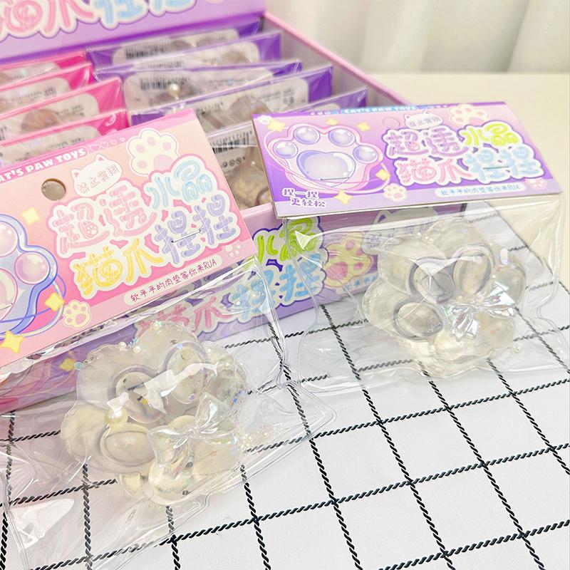 Cute Super Transparent  Cat Paw Squeeze Toys Slow Rebound Decompression Toy Kids Sensory Toys