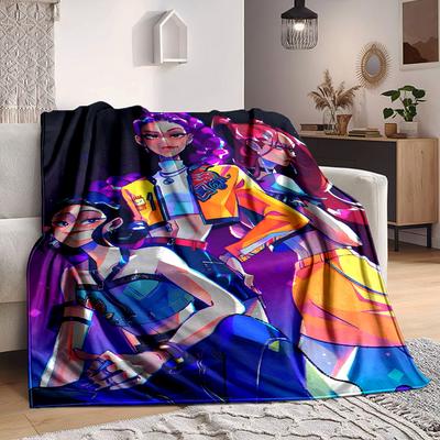 1pc KPop Demon Hunters Cozy Print Blanket Lightweight Warm Flannel Throw Blanket For Sofa, Bed, Living Room