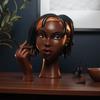 Black Woman Head Incense Burner Handmade Incense Holder Decorative Airflow Incense Burner Statue Art Decor For Aromatherapy