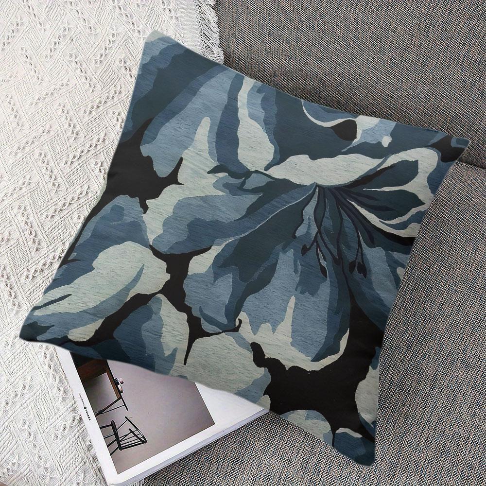 Blue Floral Art square Jacquard Pillow Cover for Sofa Office Waist Cushion Cover Home Decorative Pillowcase