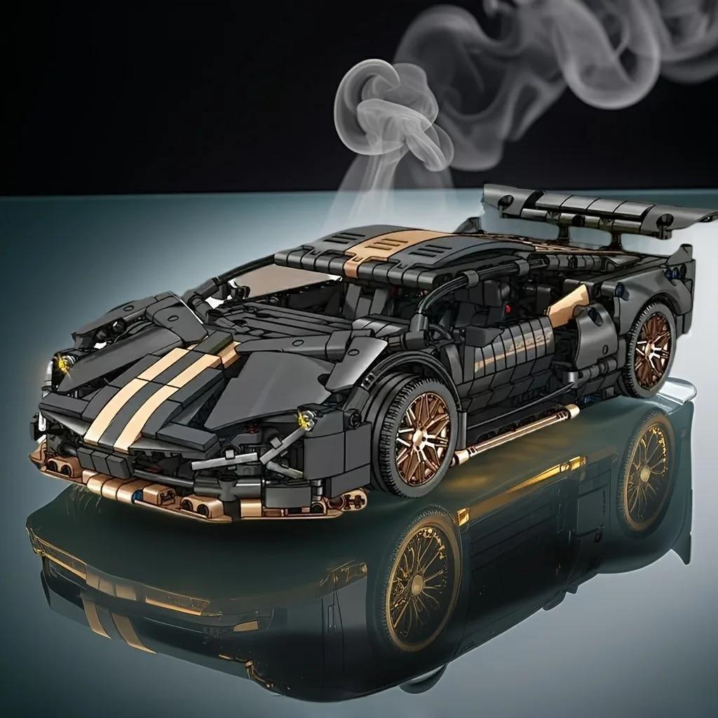 1280Pcs Technology 1:14 Black Gold Supercar Racing Building Blocks Assembled Brick Car Toy Gift for  Birthday Present