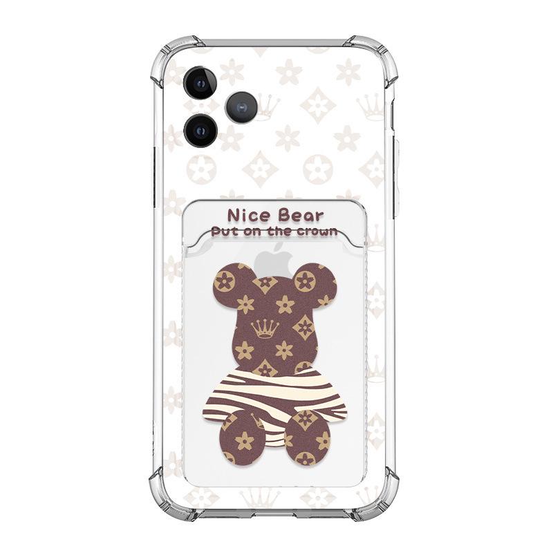 

Чехол-держатель для карт Zhitai Bear Pattern для iPhone 15 Pro, подходит для iPhone 14 и 6/7/8 Plus iPhone 13
